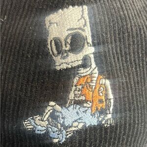 Black Beanie with Cartoon Skeleton Design